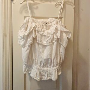 American Eagle Outfitters White Ruffle Tank Top